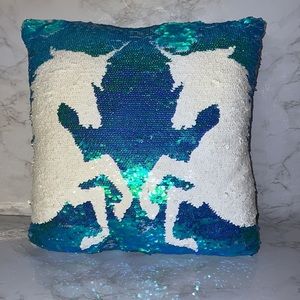 Justice Z Double Unicorns Sequin Pillow 13 inch 🦄🦄